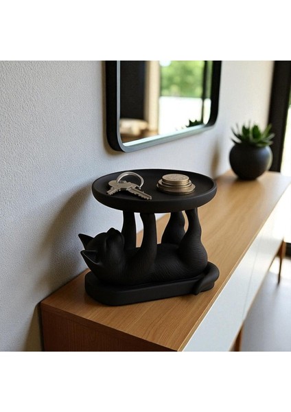 Kedi Figürlü Takı ve Makyaj Düzenleyici, Pla, Siyah, Minimal Organizer fırsatları