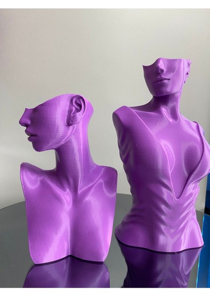 Mor Renk Dekoratif Takı Teşhir Standı 2'li Set 30 ve 21 cm Takı Düzenleyici