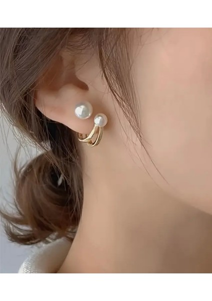 Gold Kaplama Inci Küpe