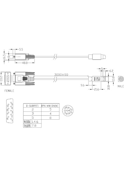 Endelkon UC-MS050-01A ,delta Dvp/dop/pc RS232 Dsub-9f/dın8 5-Mt Kablo fiyatları