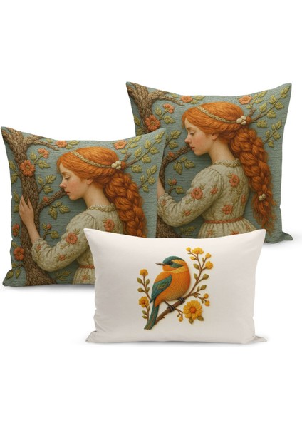 Çift Tarafı Dijital Baskılı 3'lü Kırlent Kılıfı Seti (Panç /punch Nakış Desen Görünümlü) fiyatları