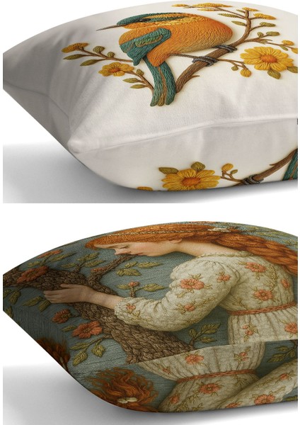 Çift Tarafı Dijital Baskılı 3'lü Kırlent Kılıfı Seti (Panç /punch Nakış Desen Görünümlü)