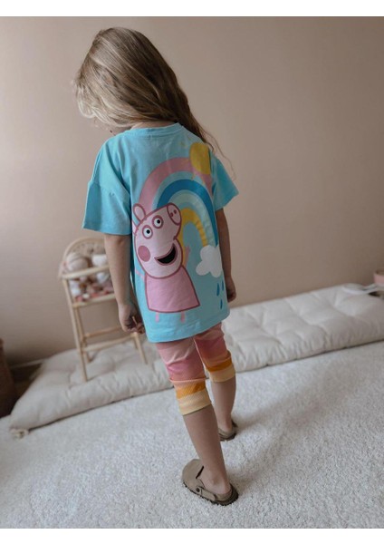 Peppapig Scuba Kumaş Taytlı Kız Çocuk Alt Üst Takım