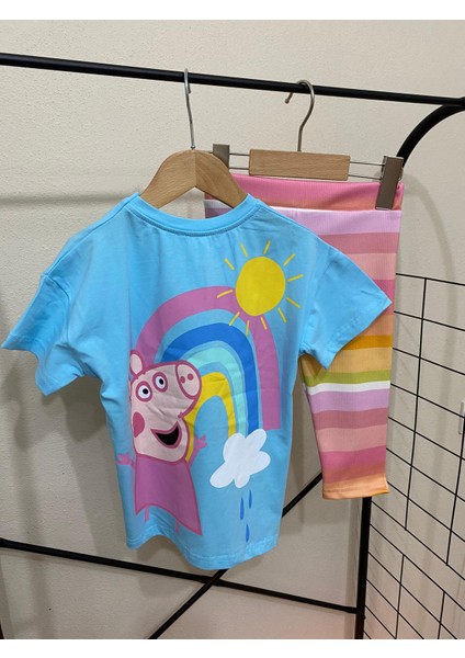 Peppapig Scuba Kumaş Taytlı Kız Çocuk Alt Üst Takım fırsatları