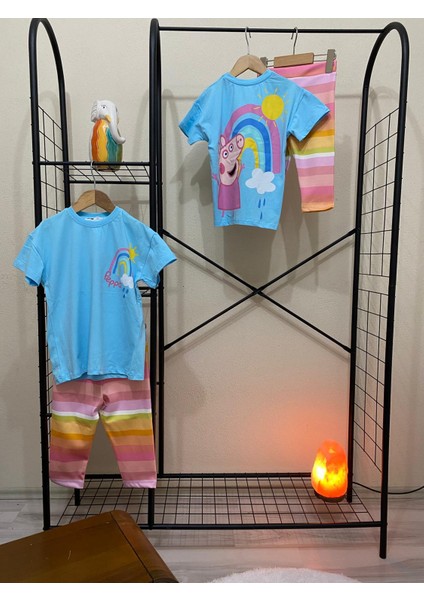 Peppapig Scuba Kumaş Taytlı Kız Çocuk Alt Üst Takım indirimleri