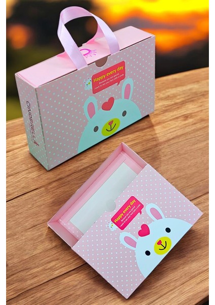 Özel Tasarım Sevimli Pembe Hediye Kutusu 12X18CM - Saten Kulplu Boş Çanta Hediyelik Toka Kutusu