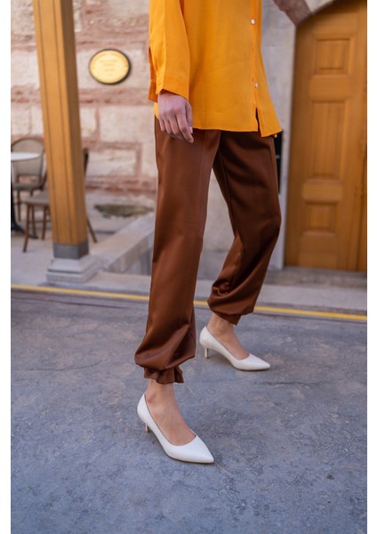 Nell Ekru Deri Stiletto