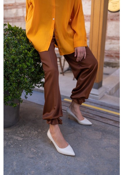 Nell Ekru Deri Stiletto fırsatları