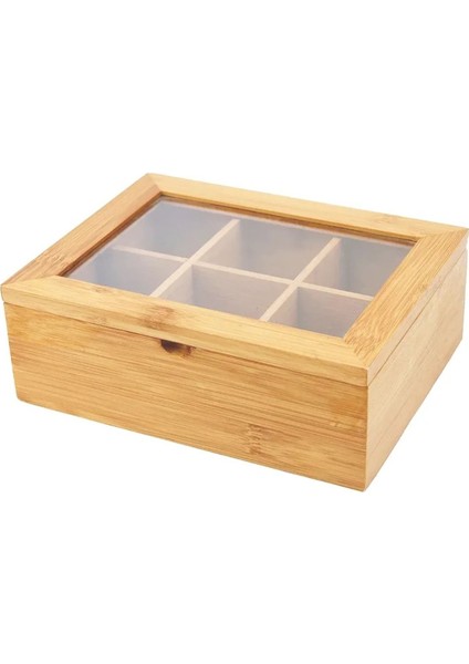 Bej Bambu 6 Gözlü Vintage Tarz Saklama Kabı, Mutfak ve Banyo Düzenleyici