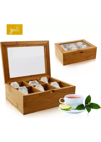 Bej Bambu 6 Gözlü Vintage Tarz Saklama Kabı, Mutfak ve Banyo Düzenleyici fırsatları