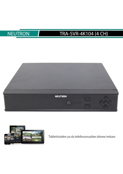 Kayıt Cihazı TRA-SVR-4K104-4AR 4 Kanal 4 Ses 1xhdd Hdm-Vga Hybrit Ahd Dvr 1080P
