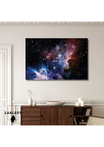 Tekli Yatay Kanvas Duvar Tablosu Uzay Yıldız Takımları