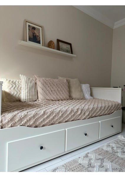 Divan Örtüsü Çizgili Püsküllü Yeni Nesil Yatak Örtüsü Renk Bej( Kapiçino) fiyatları