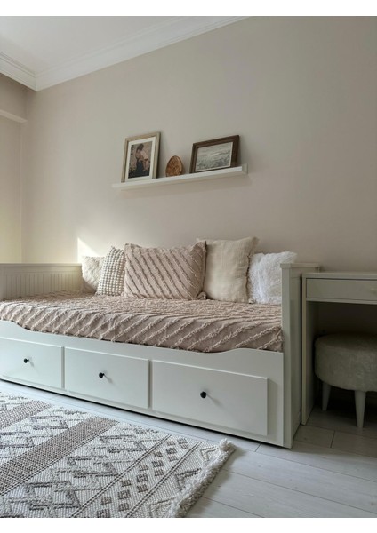 Divan Örtüsü Çizgili Püsküllü Yeni Nesil Yatak Örtüsü Renk Bej( Kapiçino) modelleri