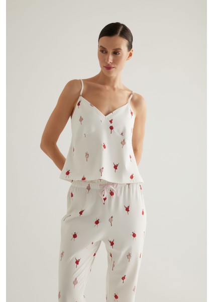 Kadın Pamuklu V Yaka Büzgülü Ince Askılı Atlet Pijama Üstü modelleri