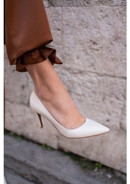 Pael Ekru Deri Stiletto modelleri