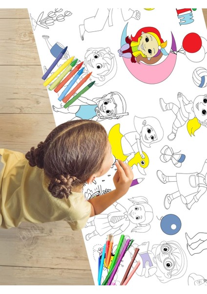 Kız Çocuk Spor Etkinlikleri ve Eğlence 2.5m Dev Boyama | Doğum Günü Özel Aktivite indirimleri