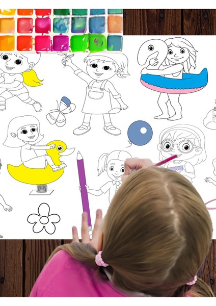 Kız Çocuk Spor Etkinlikleri ve Eğlence 2.5m Dev Boyama | Doğum Günü Özel Aktivite