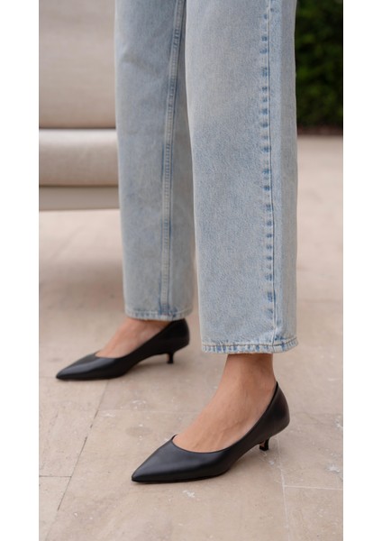 Aroya Siyah Hakiki Deri Topuklu Ayakkabı fiyatları