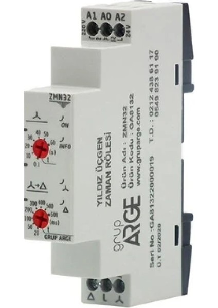 ZMN32 ,ray/dın 24VAC/DC KONTAK-2A2K Yıldız/üçgen Zaman Röle