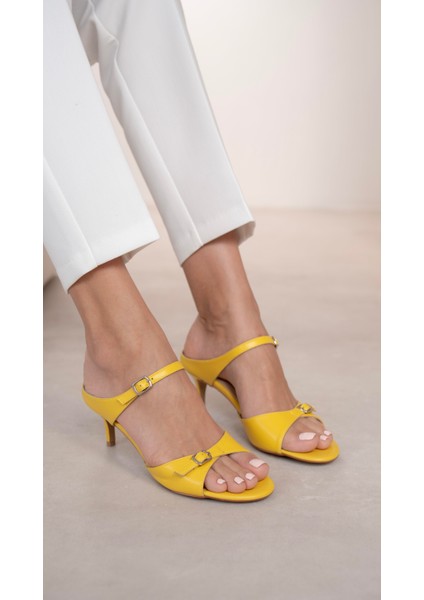 Kelvin Sarı Hakiki Deri Topuklu Ayakkabı modelleri