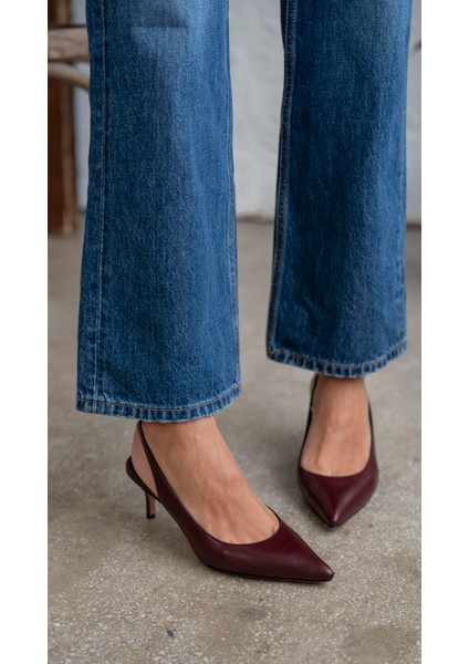 Lisa Bordo Hakiki Deri Topuklu Ayakkabı indirimleri
