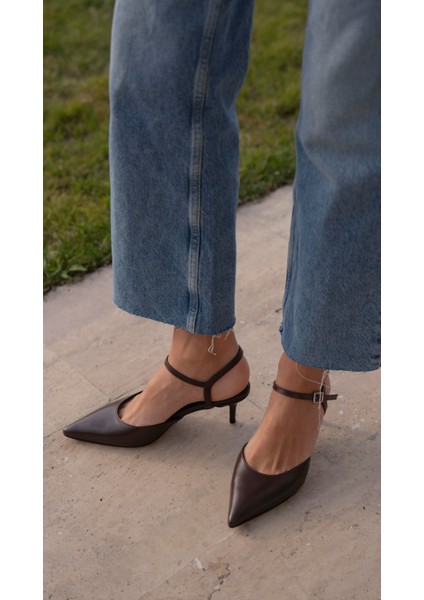 Rangel Kahve Hakiki Deri Topuklu Ayakkabı modelleri