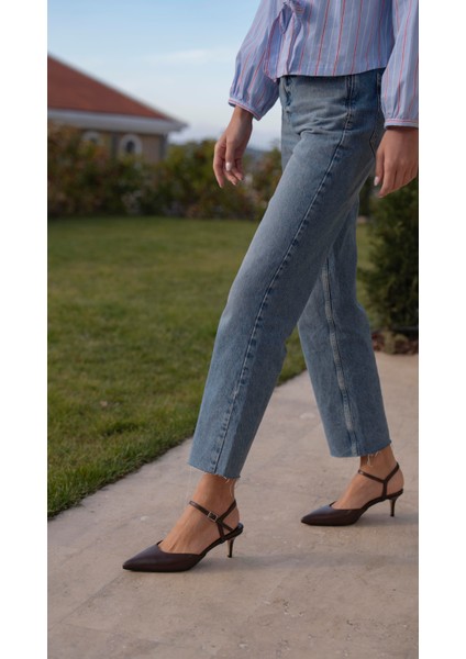 Rangel Kahve Hakiki Deri Topuklu Ayakkabı fırsatları