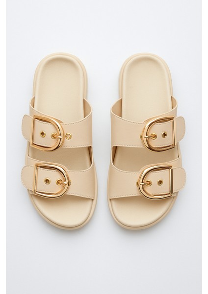 Altın Toka Detaylı Rahat Kalın Taban Yazlık Kadın Terlik Şık Konforlu fiyatları