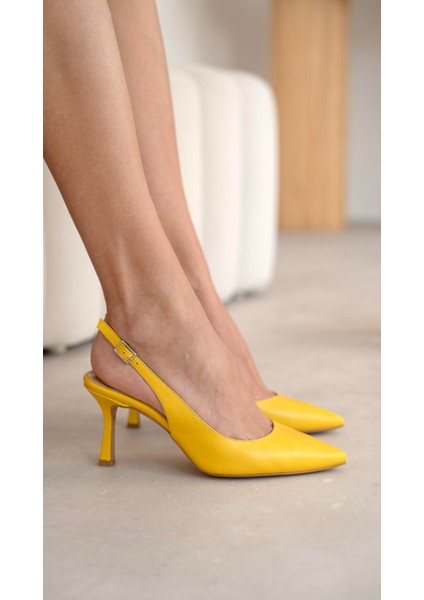 Monte Sarı Hakiki Deri Topuklu Ayakkabı fiyatları