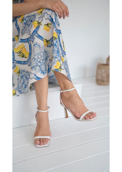 Marcao Beyaz Hakiki Deri Topuklu Ayakkabı indirimleri