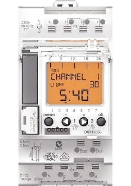 CCT15723 ,ray/dın Ihp+7gün 220VAC KONTAK-1A1K Dijital Zaman Röle
