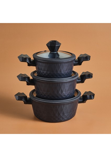 BioDiamond Antibakteriyel Kulp İndüksiyon Tabanlı 6 Parça Tencere Seti