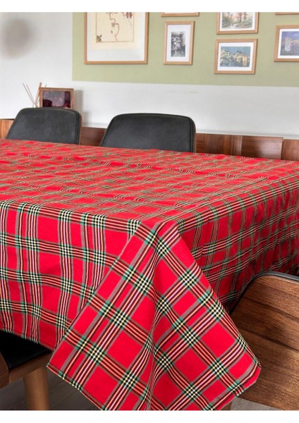 Çift Taraflı 160X160 cm Iskoç Desen Kırmızı Masa Örtüsü | Piknik Örtüsü | Sofra Bezi | Ekose Kare Model
