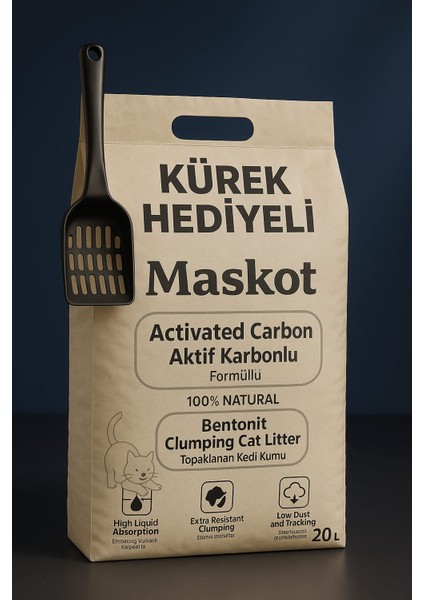 Kedi Kumu Aktif Karbon 20 Lt Kürek Hediyeli