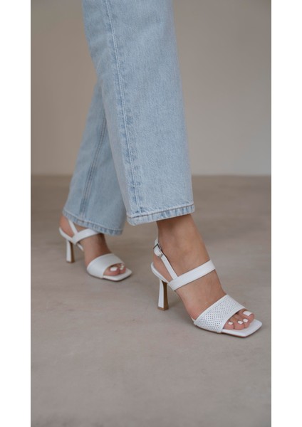 Suarez Beyaz Hakiki Deri Topuklu Ayakkabı indirimleri