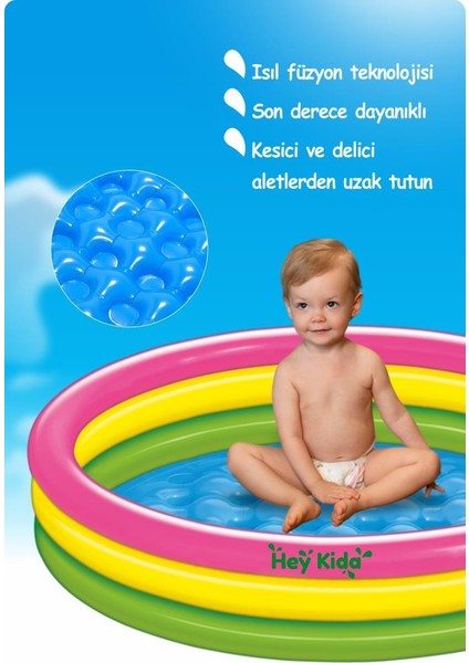 Şişme Tabanlı 3 Boğumlu Pompalı Havuz 114X25 cm fırsatları