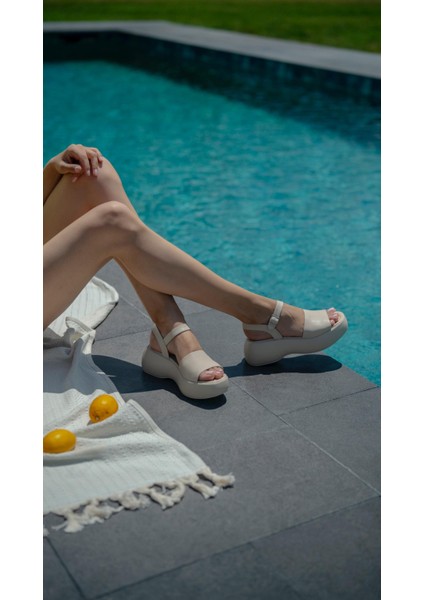 Toby Bej Hakiki Deri Kadın Sandalet