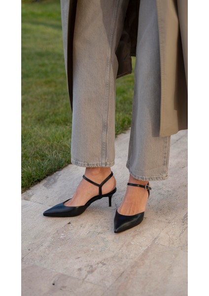 Rangel Siyah Hakiki Deri Topuklu Ayakkabı modelleri