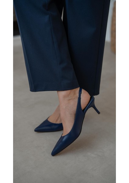 Lisa Lacivert Hakiki Deri Topuklu Ayakkabı modelleri