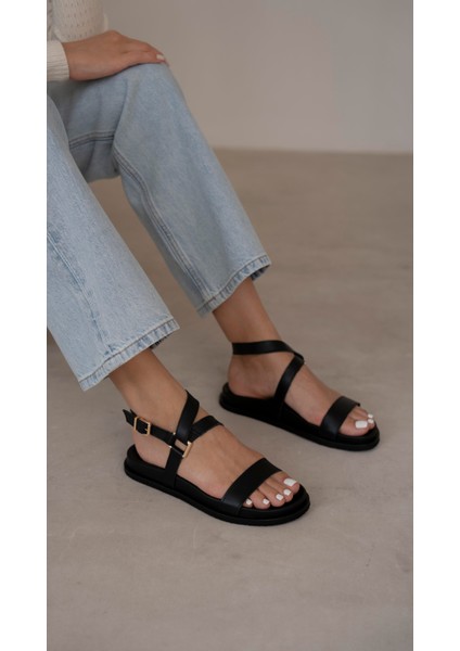 Dubai Siyah Hakiki Deri Sandalet fırsatları