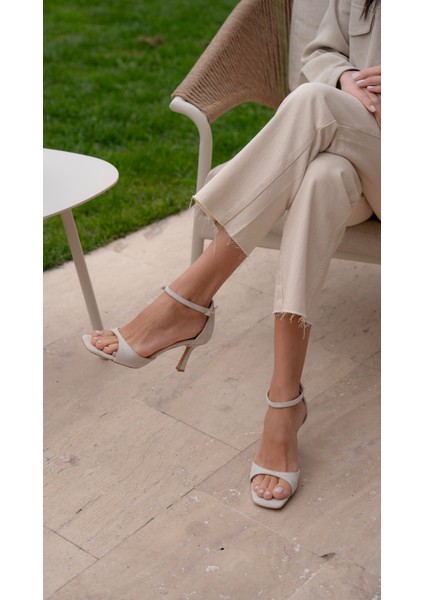 Dalot Bej Süet Hakiki Deri Topuklu Ayakkabı modelleri