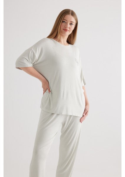 Kadın Plus Size Viscose Kısa Kollu Pijama Üstü fiyatları