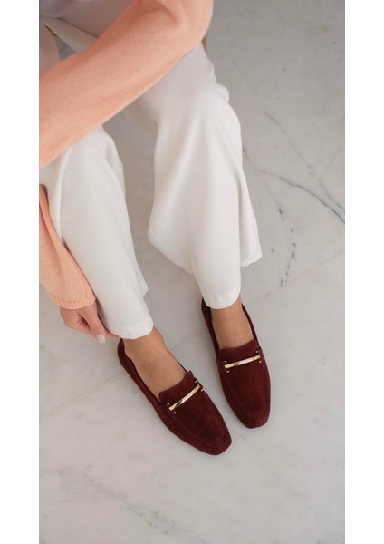 Tabata Bordo Süet Hakiki Deri Babet indirimleri