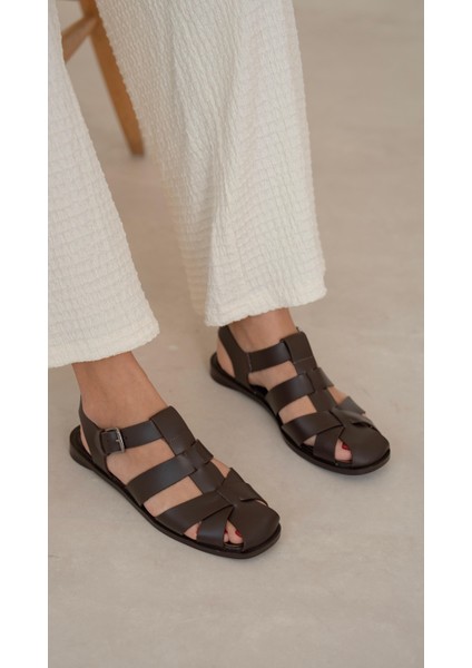 Pisa Kahve Hakiki Deri Sandalet fiyatları