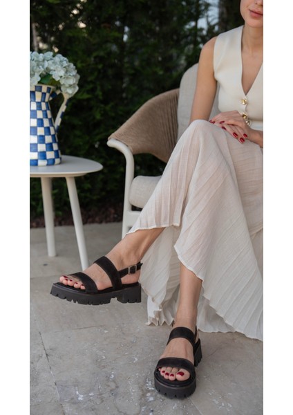 Winona Kahve Süet Hakiki Deri Kadın Sandalet