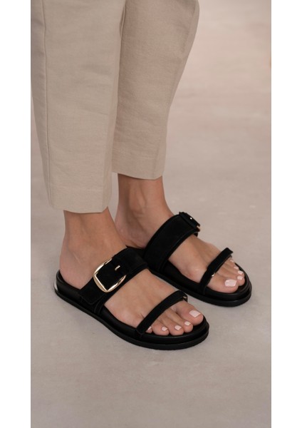 Tokyo Siyah Süet Hakiki Deri Kadın Terlik fırsatları