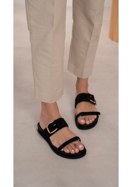 Tokyo Siyah Süet Hakiki Deri Kadın Terlik indirimleri