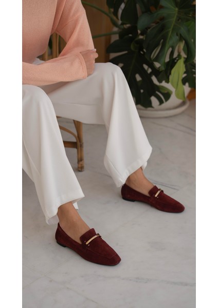 Tabata Bordo Süet Hakiki Deri Babet fırsatları