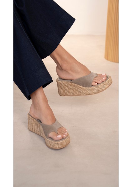 Siena Vizon Süet Hakiki Süet Kadın Terlik modelleri